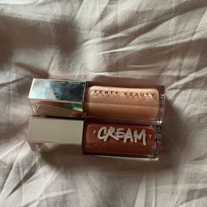 Fenty beauty lipglosses in sweet mouth and fenty glow (cream)